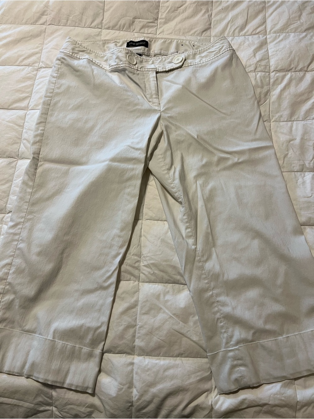 Lane Bryant White Wide-Leg Capri Trousers